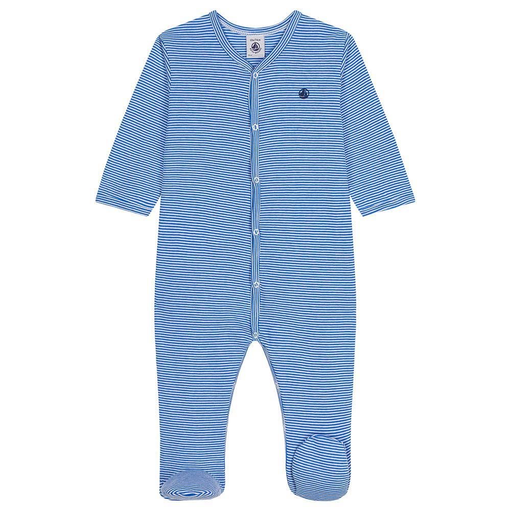 Petit Bateau - Baby's Stripy Cotton Sleepsuit - Blue/White