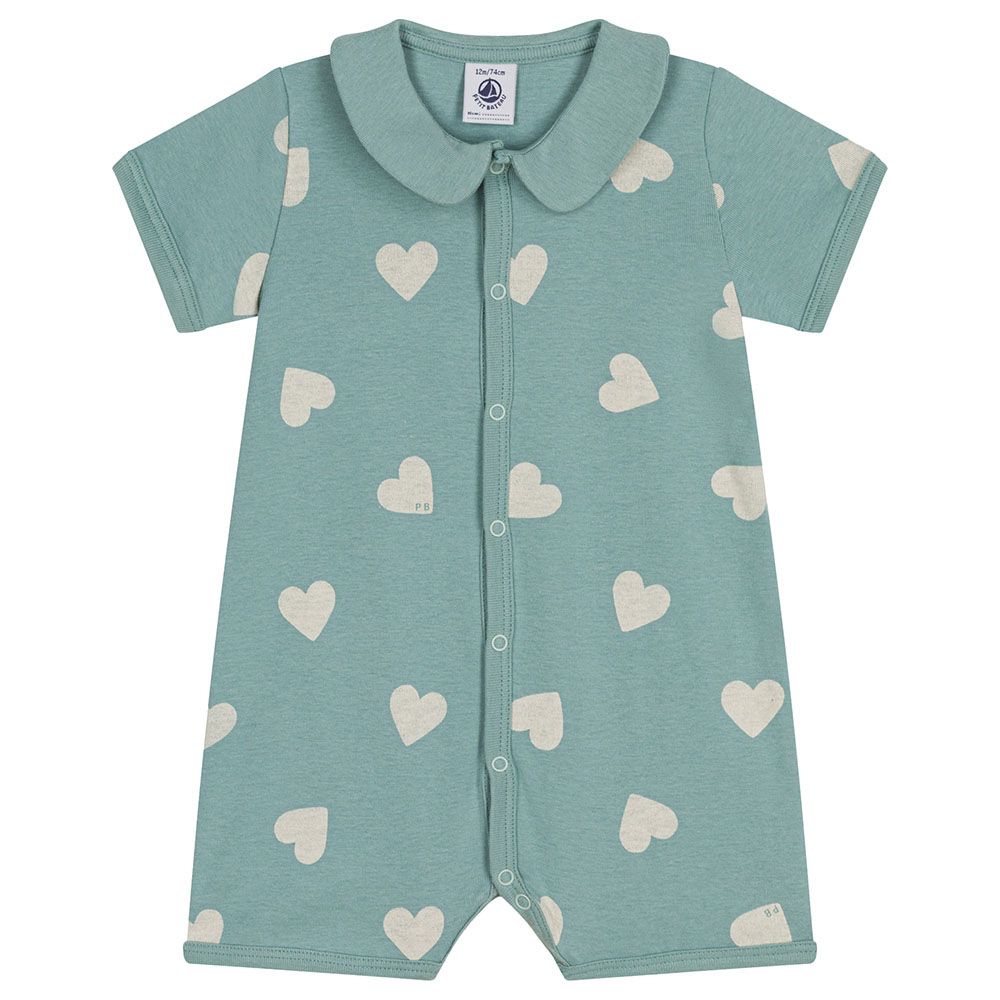 Petit Bateau - Babies' Heart Printed Short Cotton Playsuit