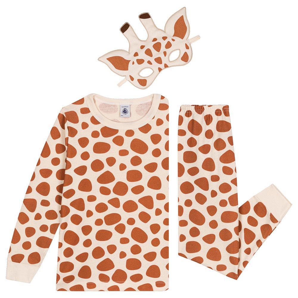 Petit Bateau - 2pc-Set - Girl's Cotton Giraffe Print Pyjama Set - Beige