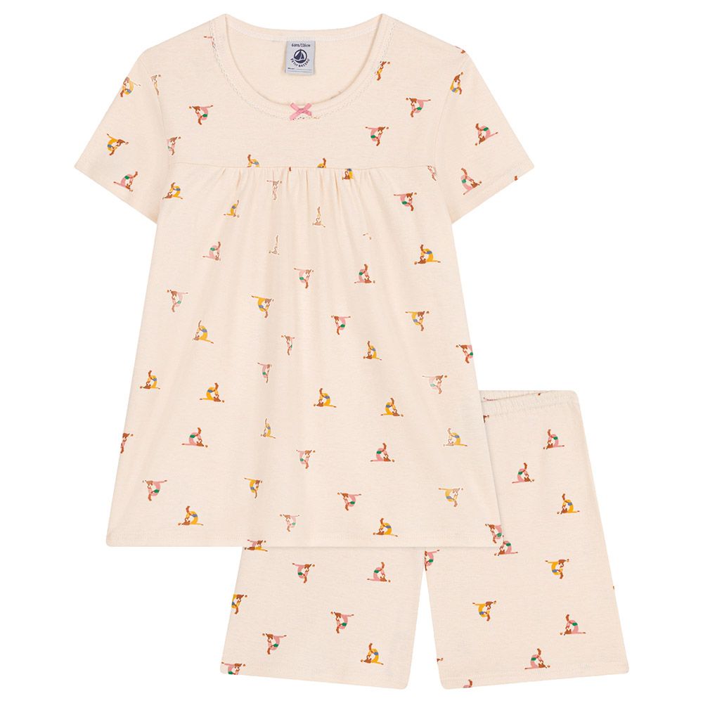 Petit Bateau - 2pc-Set - Short Cotton Animal Print Pyjama Set