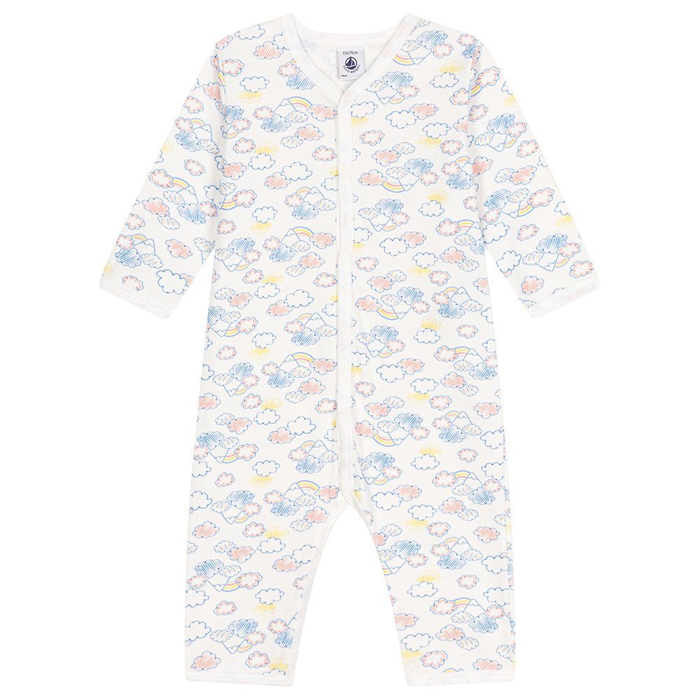 Petit Bateau - Baby's Cloud Print Footless Cotton Sleepsuit