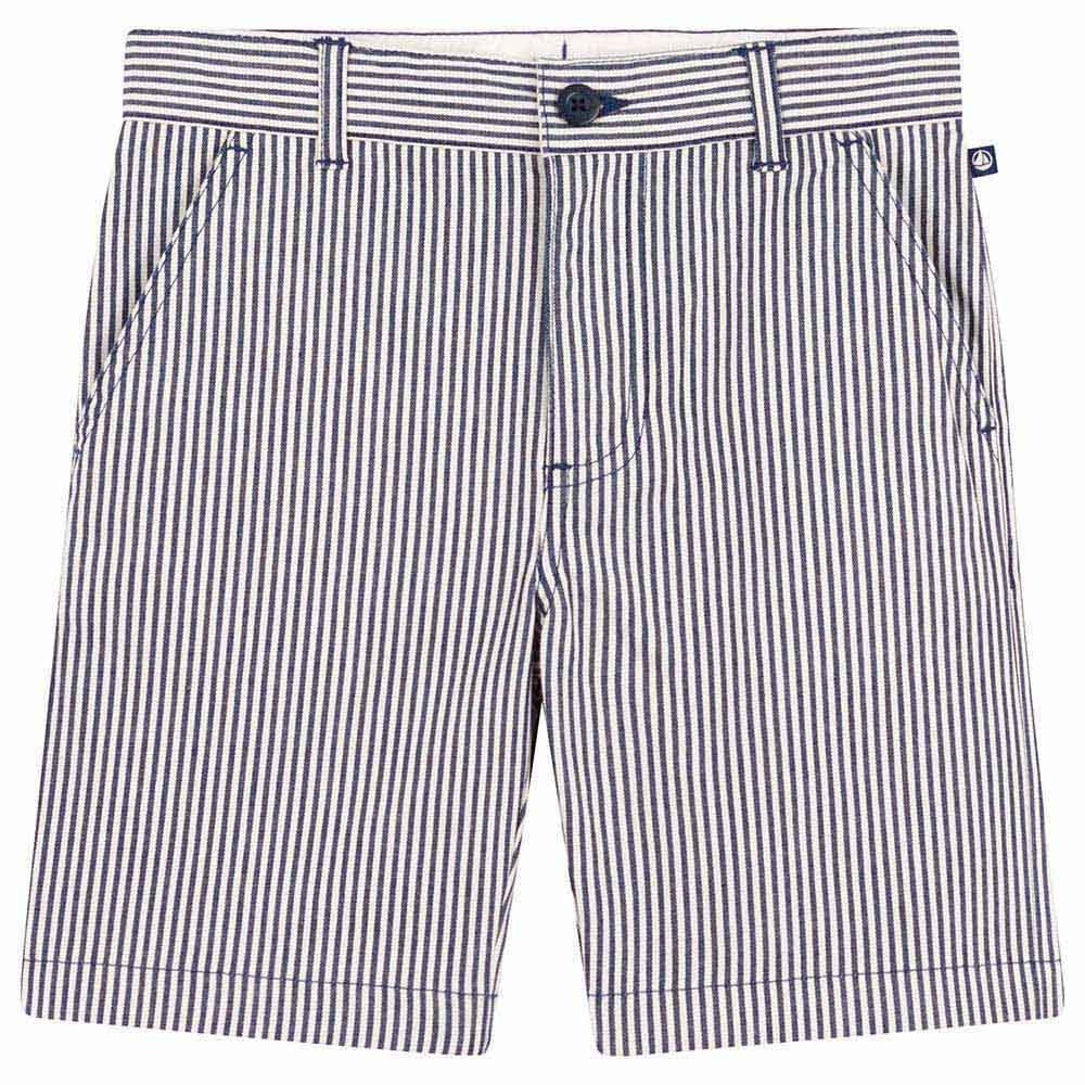 Petit Bateau - Boy's Stripy Cotton Bermuda Shorts - Blue/White