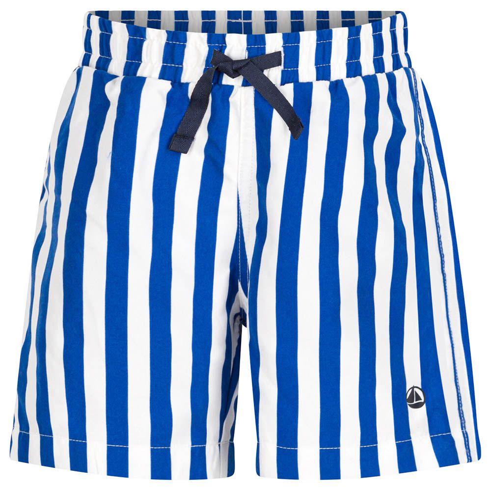 Petit Bateau - Boys' Striped Swim Shorts - White/Blue