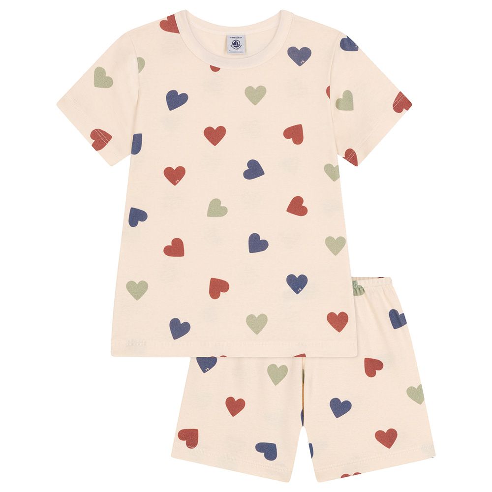 Petit Bateau - 2pc-Set - Girl's Cotton Heart Print Pajama Set