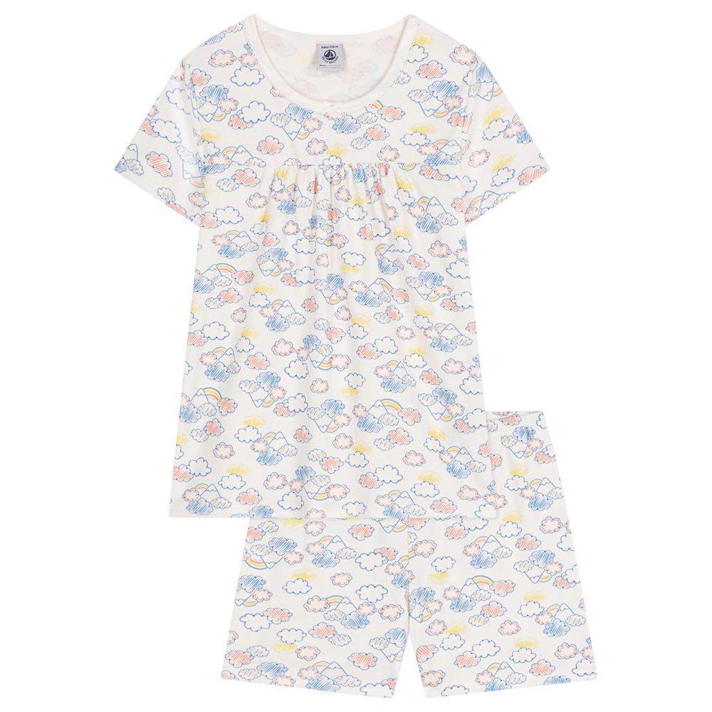 Petit Bateau - Girls' Rainbow Print Short Cotton Pyjama Set