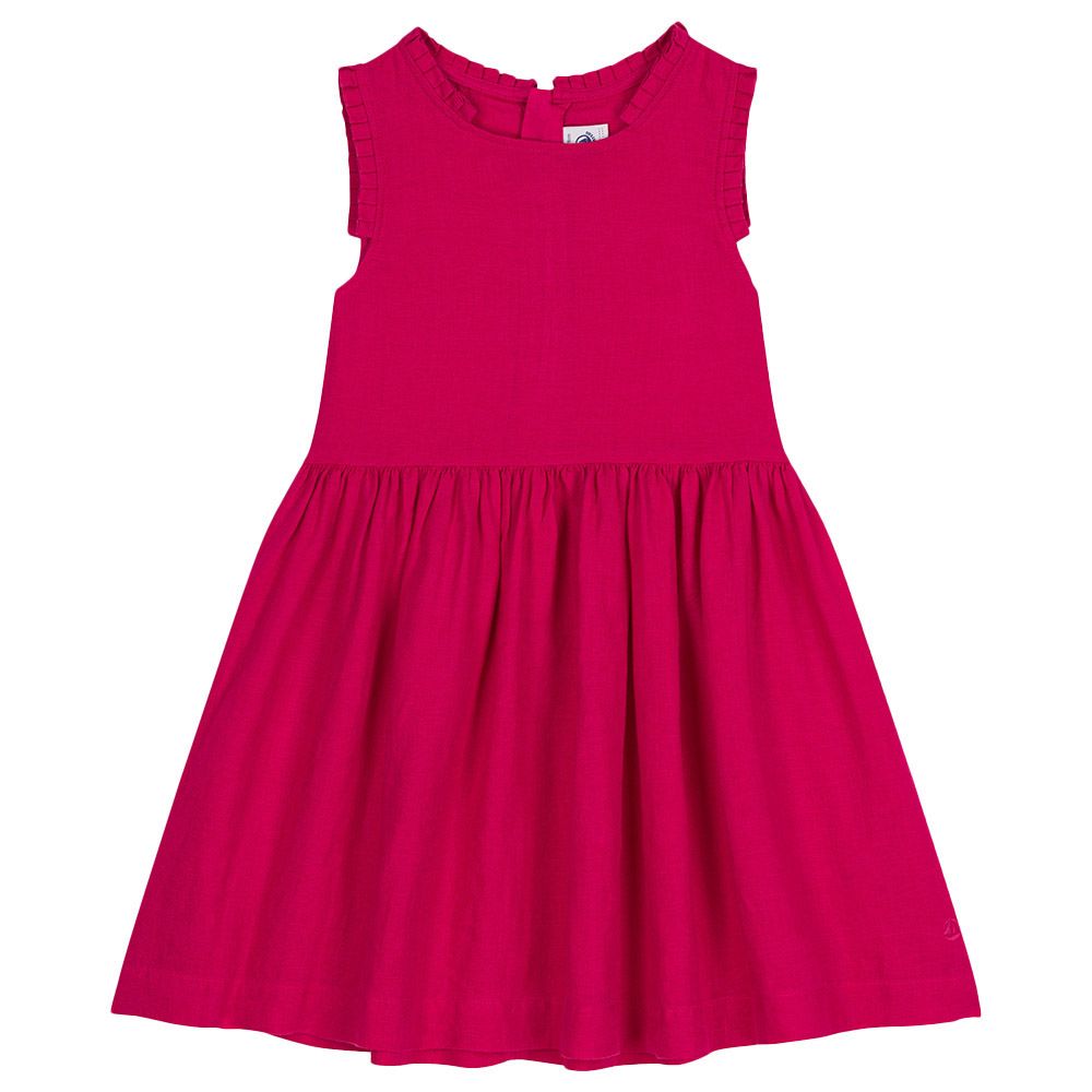 Petit Bateau - Girl's Sleeveless Linen Dress - Pink