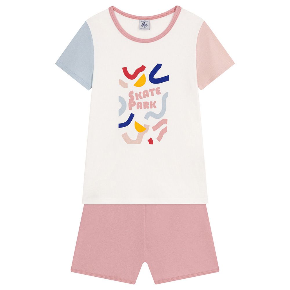 Petit Bateau - 2pc-Set - Girl's Plain Short Cotton Pyjama Set