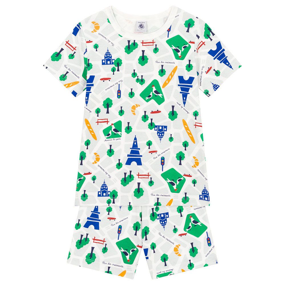 Petit Bateau - 2pc-Set - Short Cotton Paris Pyjama Set