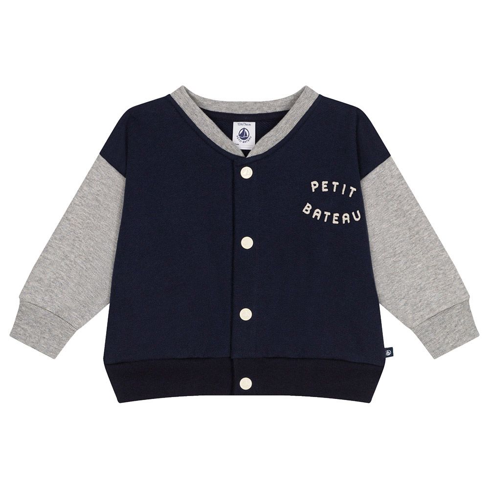 Petit Bateau - Baby's Fleece Baseball Jacket - Navy Blue