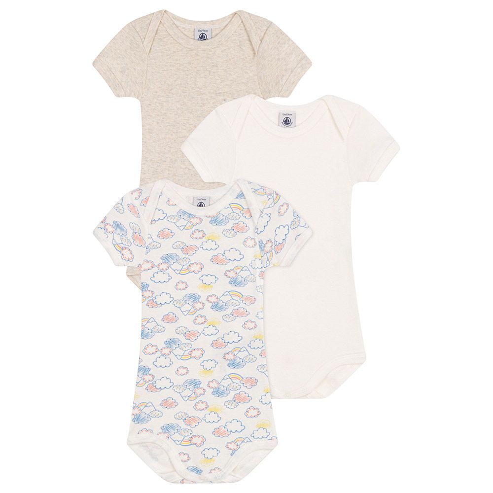 Petit Bateau - 3pc-Set - Babies' Rainbow Cotton Bodysuits