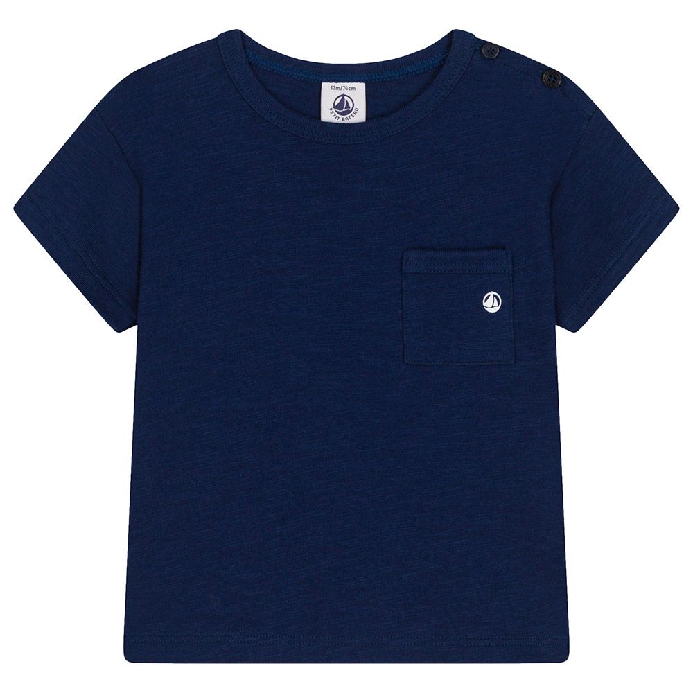 Petit Bateau - Baby's Short-Sleeves Slub Jersey T-Shirt - Blue