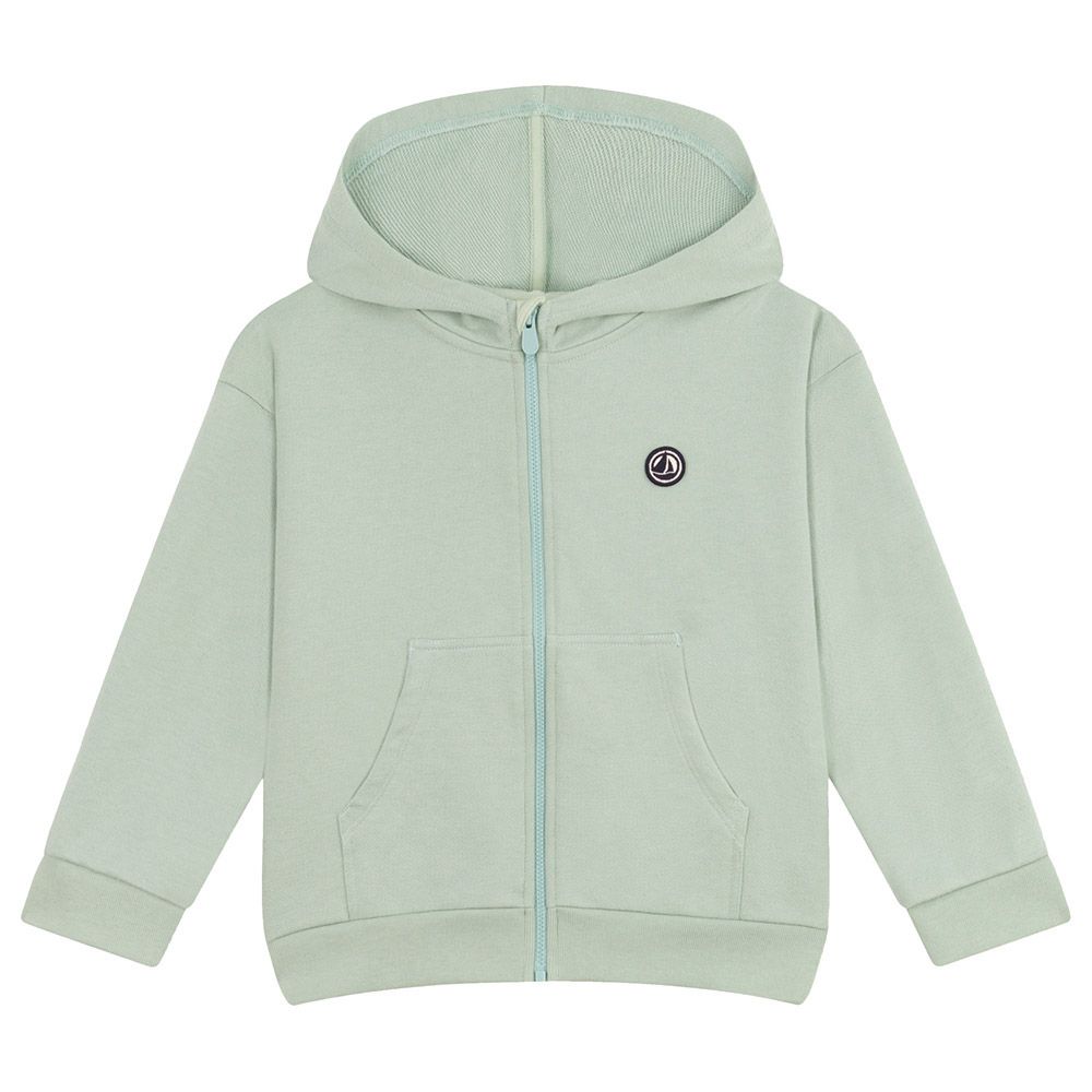 Petit Bateau - Boy's Fleece Zip-Up Hoodie - Green