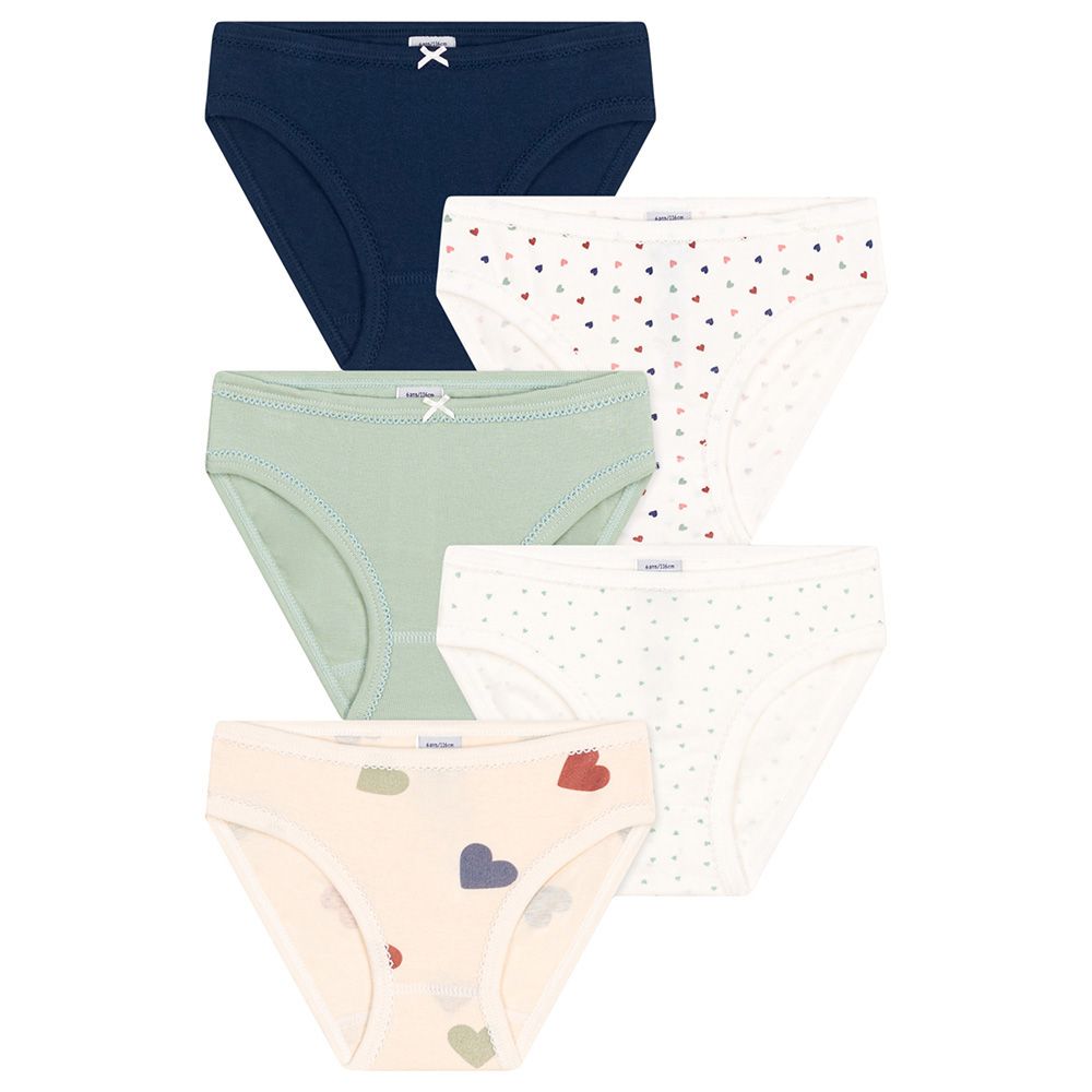 Petit Bateau - 5pc-Set - Girl's Cotton Heart Knickers