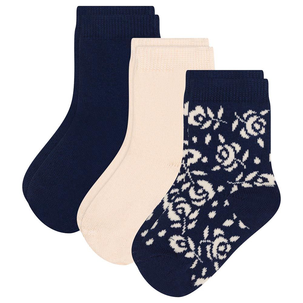 Petit Bateau - 3pc-Set - Babies' Floral Cotton Socks