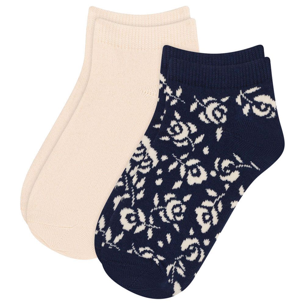 Petit Bateau - 2pc-Set - Girl's Floral Cotton Socks - Blue/White