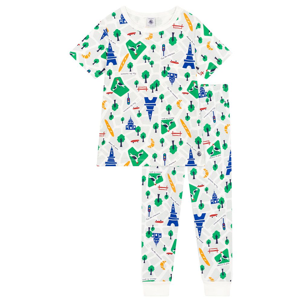 Petit Bateau - 2pc-Set - Boy's Paris Print Cotton Pajama Set