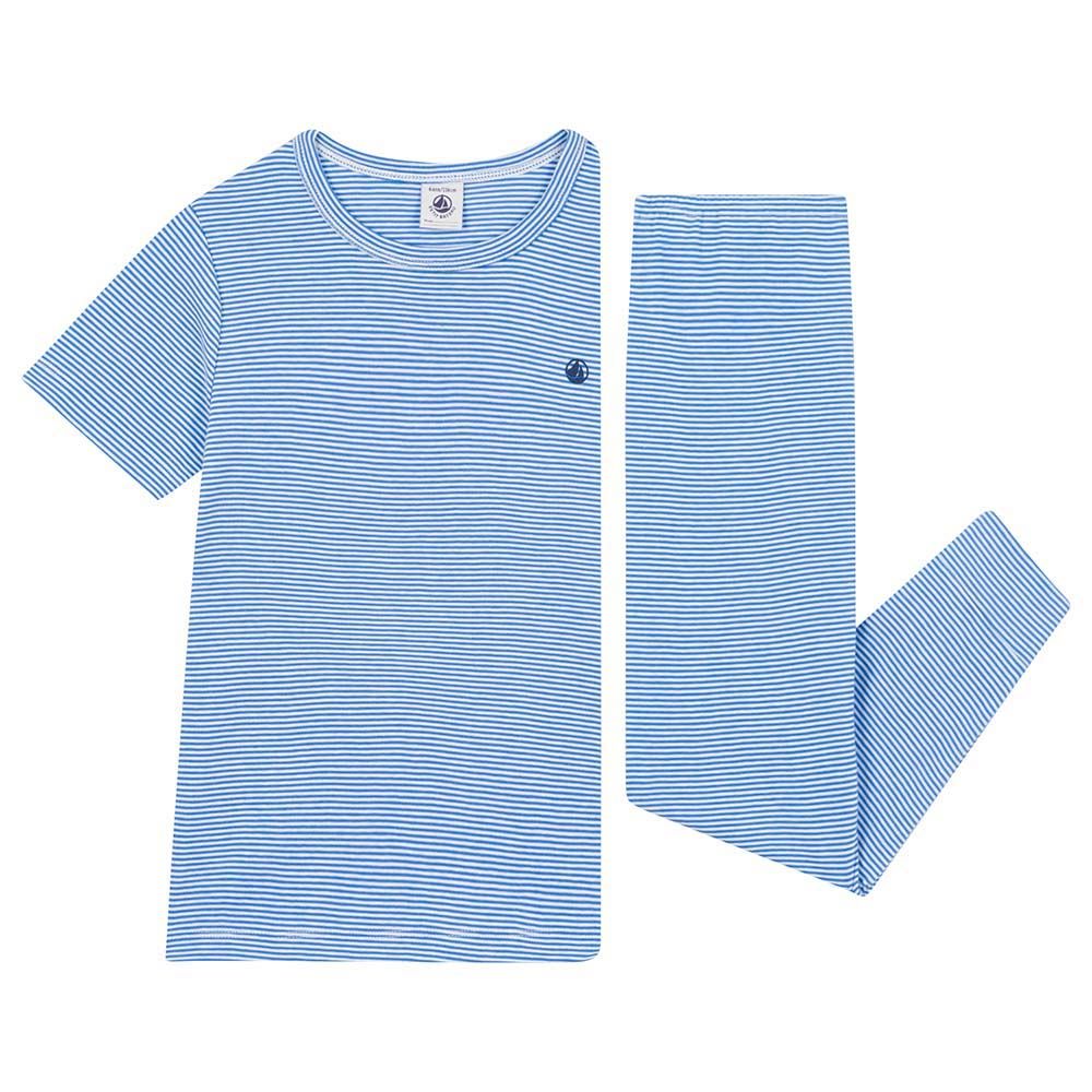 Petit Bateau - 2pc-Set - Boy's Stripy Cotton Pajama Set - Blue/White