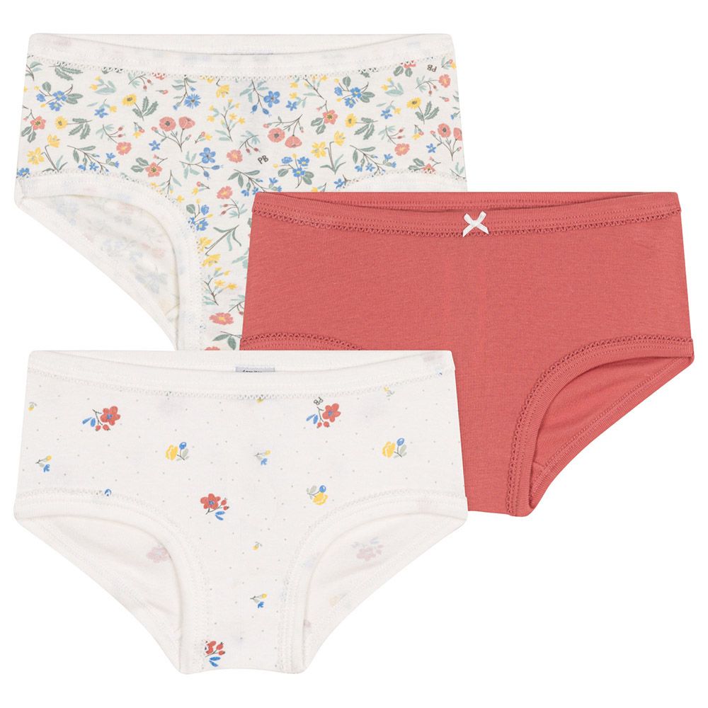 Petit Bateau - 3pc-Set - Girl's High Waist Floral Cotton Knickers