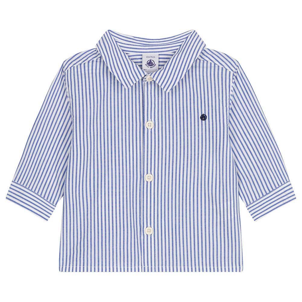 Petit Bateau - Boy's Striped Poplin Shirt - Blue/White