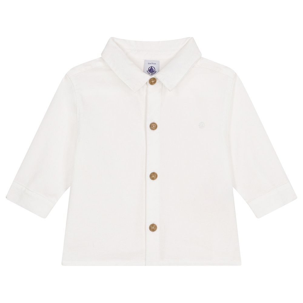 Petit Bateau - Boy's Cotton Pique Shirt - White