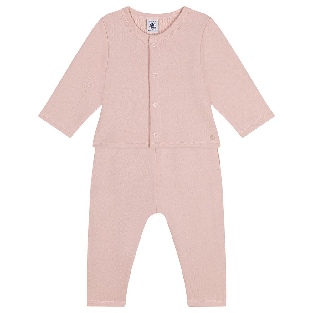 Petit Bateau - 2pc-Set - Baby Girl's Fleece Cardigan And Pants - Pink