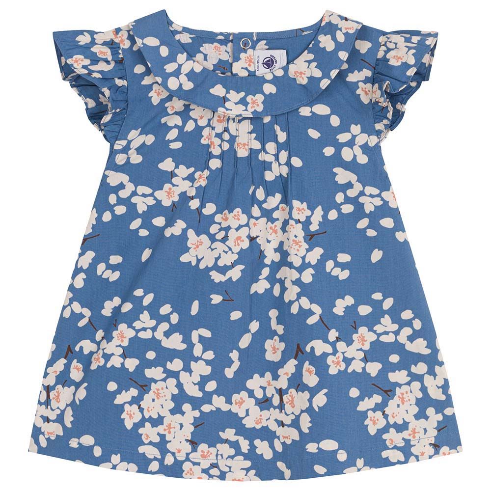 Petit Bateau - Girl's Floral Poplin Blouse - Blue