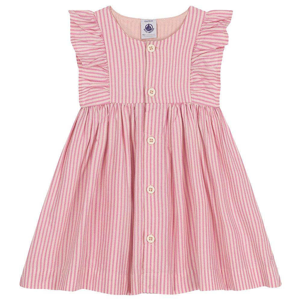 Petit Bateau - Baby's Short Sleeves Poplin Dress - Pink