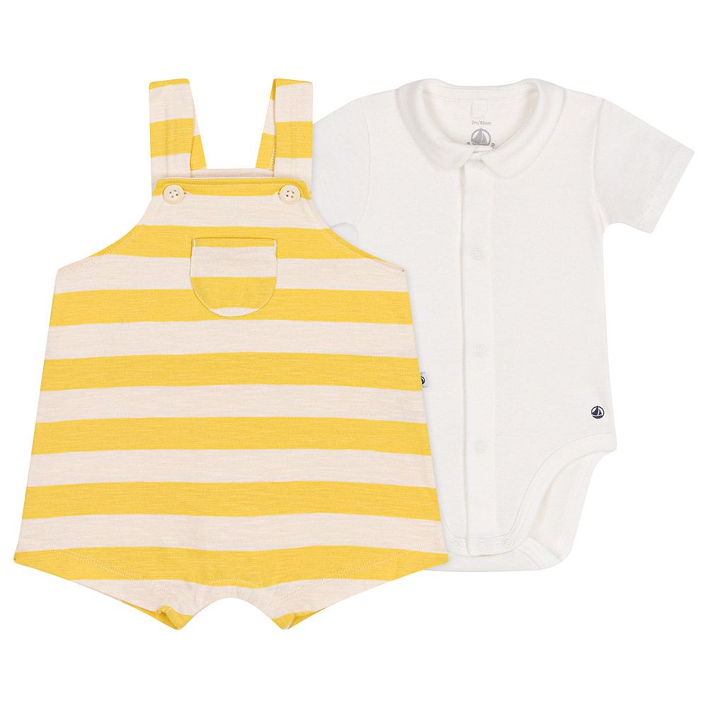 Petit Bateau - Babies' Slub Jersey Dungaree Set