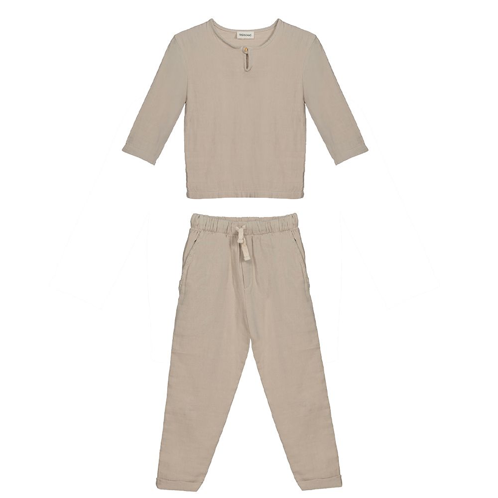 Litlhood - 2pc-Set - All Natural Boy's Shirt & Pants - Beige