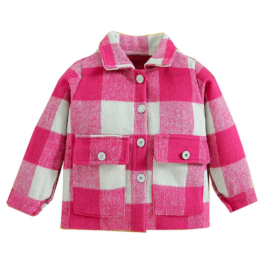 Sugar Rush - Checked Regular Classic Full Sleeves Jacket - Pink