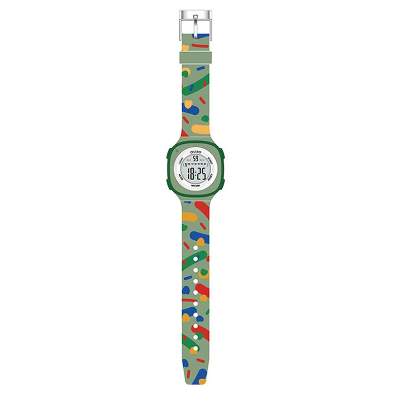 Astro - Digital Display And Polyurethane Strap Kids Watch - Green