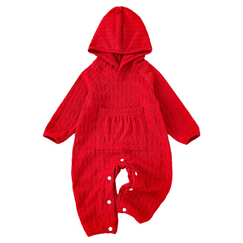 Sugar Rush - Christmas Solid Hoodie Romper - Red