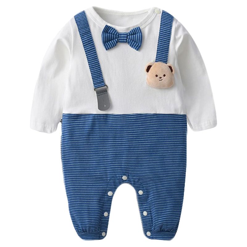 Sugar Rush - Boys Appliqued Full Sleeves Jumpsuit - Blue