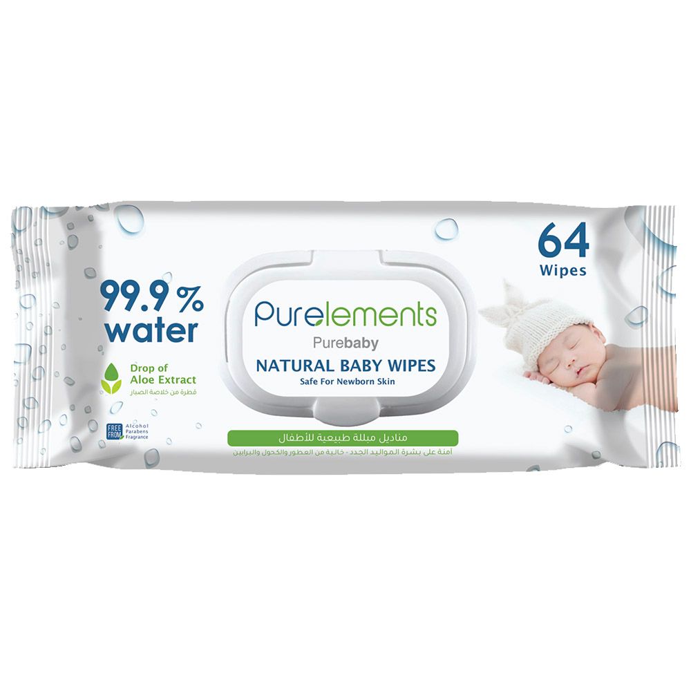 Purelements - Aloe Natural 99.9% Water Wipes - 64pcs