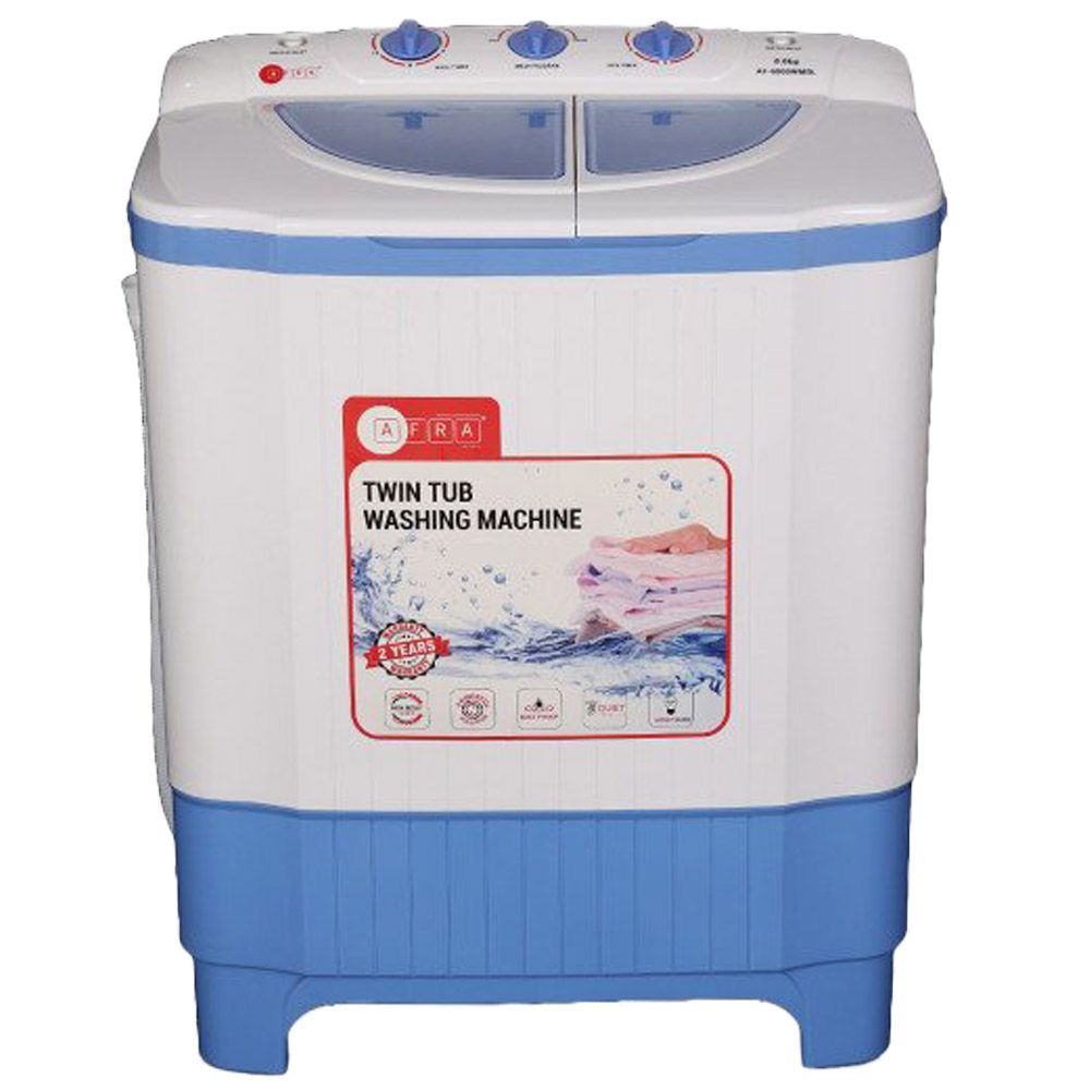 Afra - Twin Tub Washing Machine - White/Blue - 6 Kg