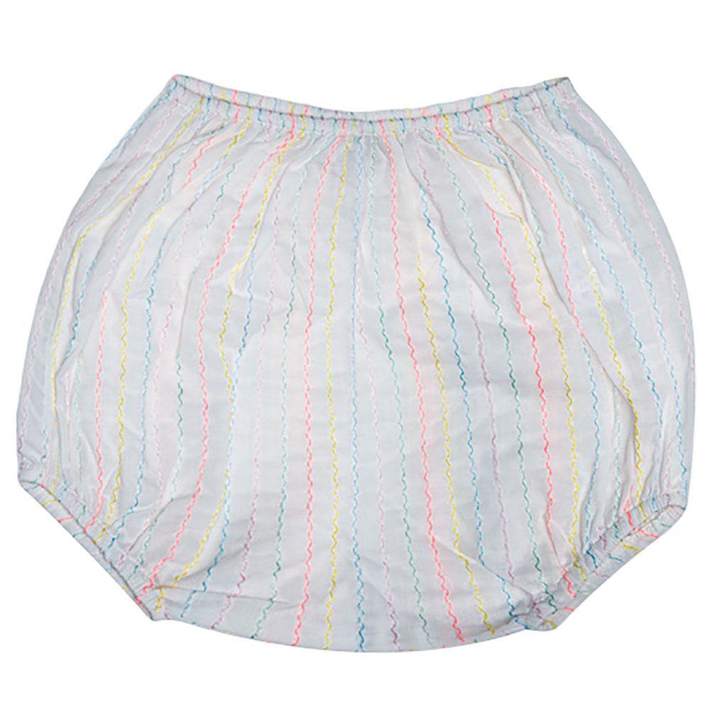 Jules & Juliette - Alana Baby Girl Bloomer - White Fluo Stripes