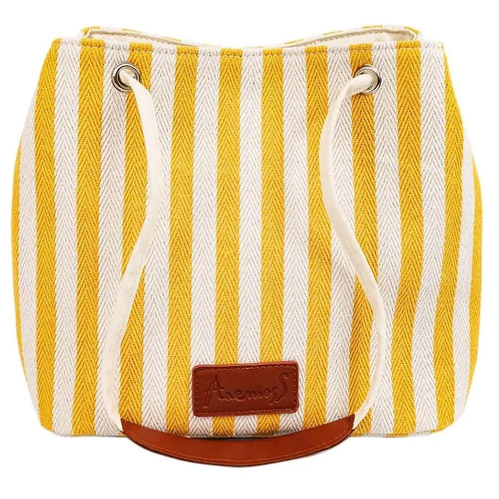 Anemoss - Striped Hand And Shoulder Bag - Yellow