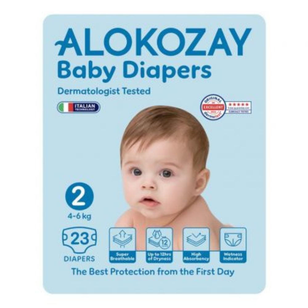 Alokozay - Premium Baby Diapers 4-6kg Size 2 - 23pcs