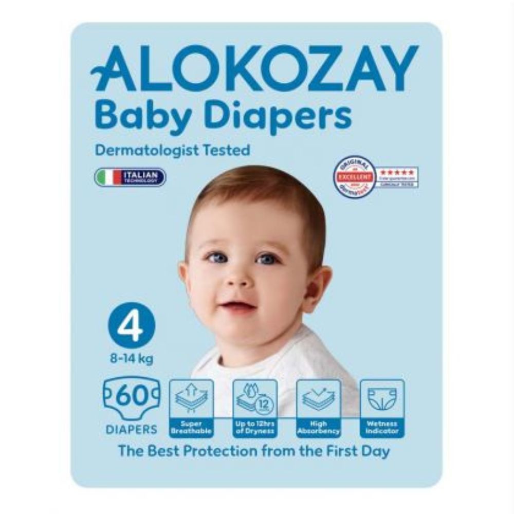 Alokozay - Premium Baby Diapers 8-14kg Size 4 - 60pcs