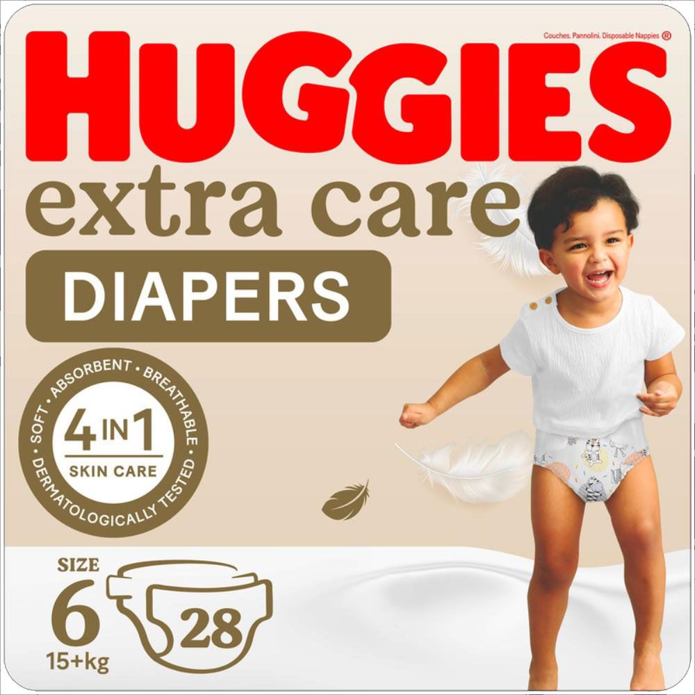 Huggies - Extra Care, Size 6, 15+ kg, Value Pack, 28 Diapers