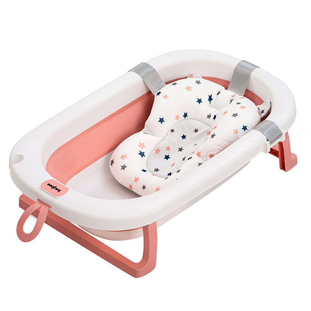 Baybee - Foldable Baby Bath Tub w/ Cushion Seat - Pink