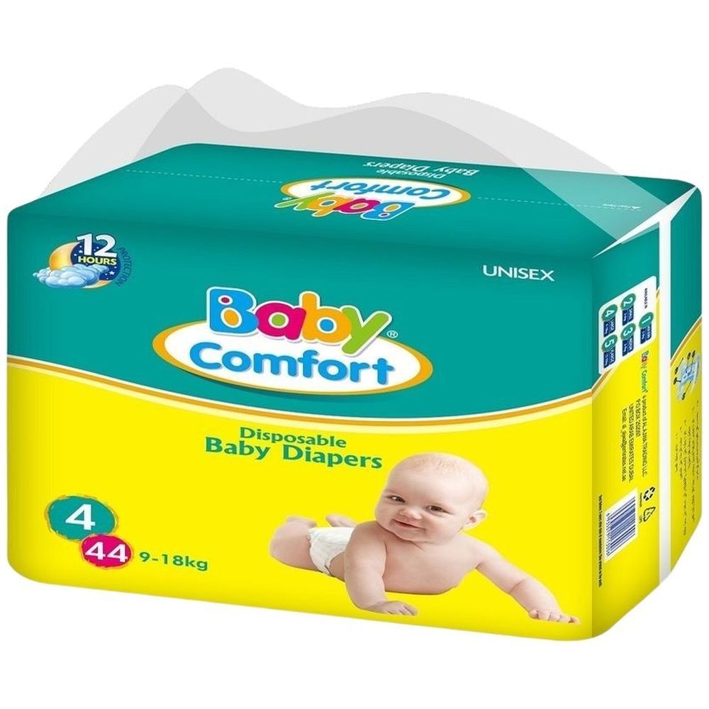 Baby Comfort - Baby Diapers - Size 4 Large - 9-18 kg - Pack of 4 - 176 Pcs