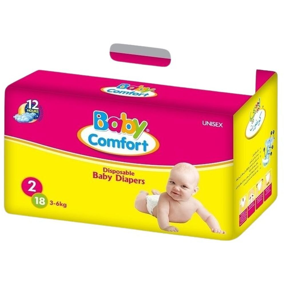 Baby Comfort - Baby Diapers - Size 2 Small - 3-6 kg -Pack of 8 - 144 Pcs