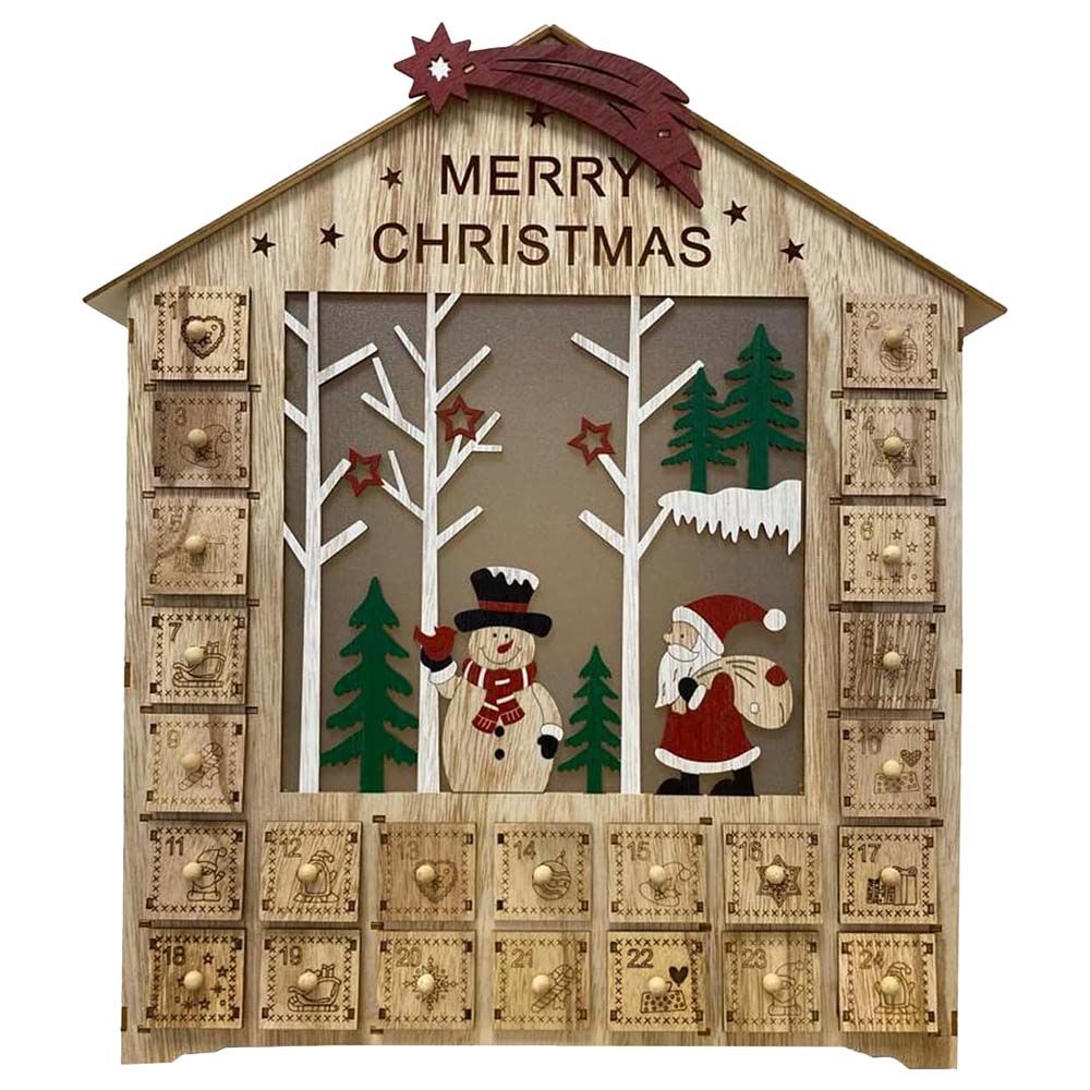 Brain Giggles - Led Wooden Christmas Advent Calendar - Brown