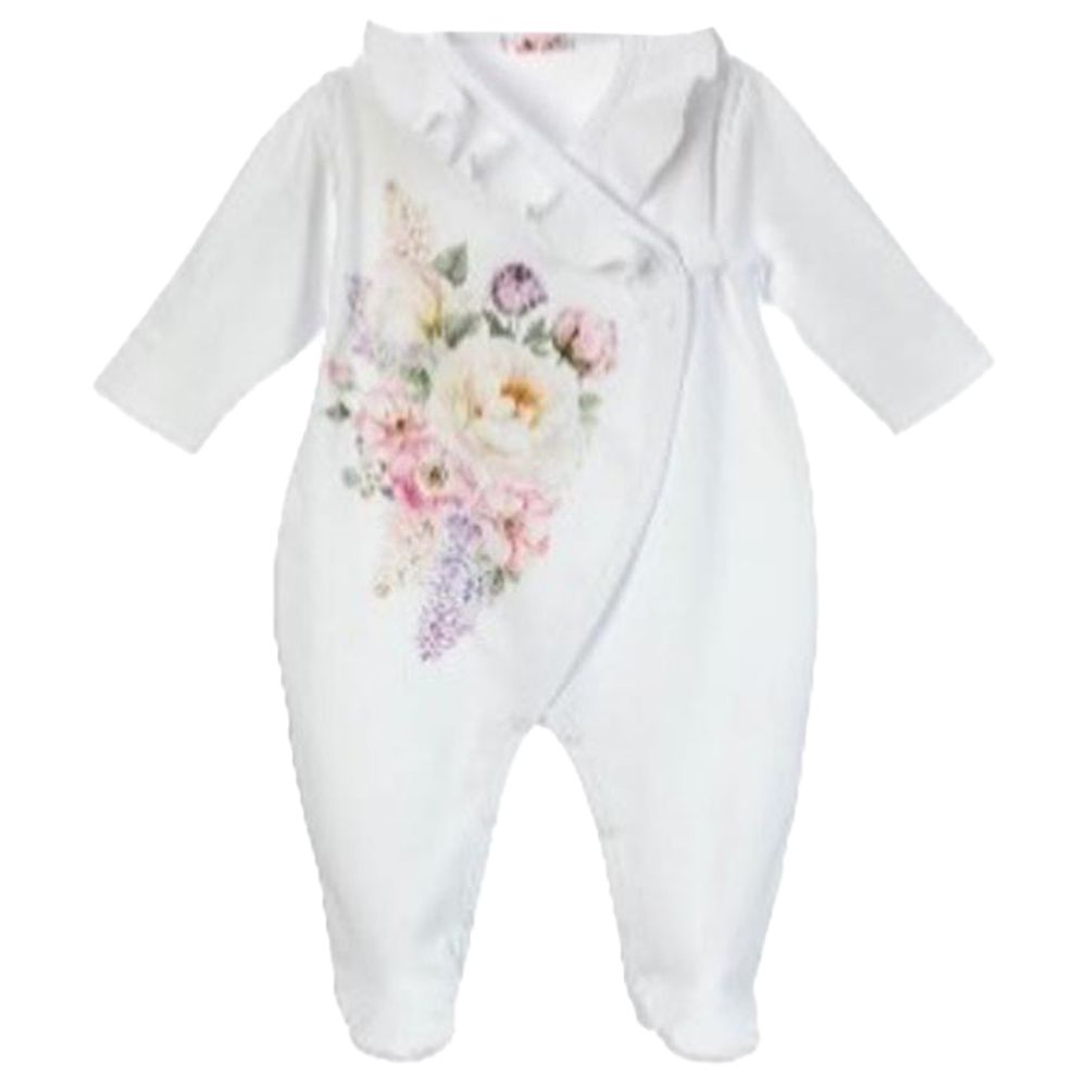 Sofija - Mirella Floral Collection Lux Babygrow - White