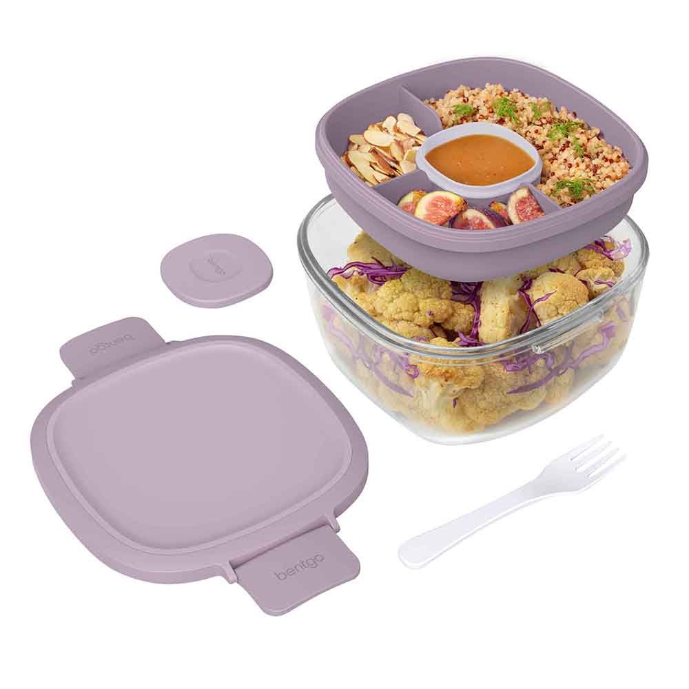 Bentgo - 2 Compartment Glass Salad Container - Lavender