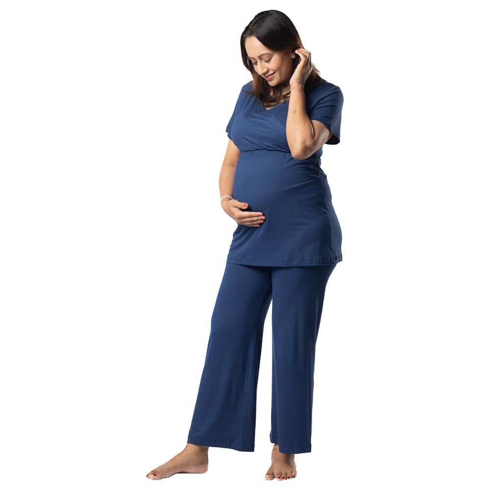 Block Hop - 2pc-Set - Maternity Co-Ord Set - Blue