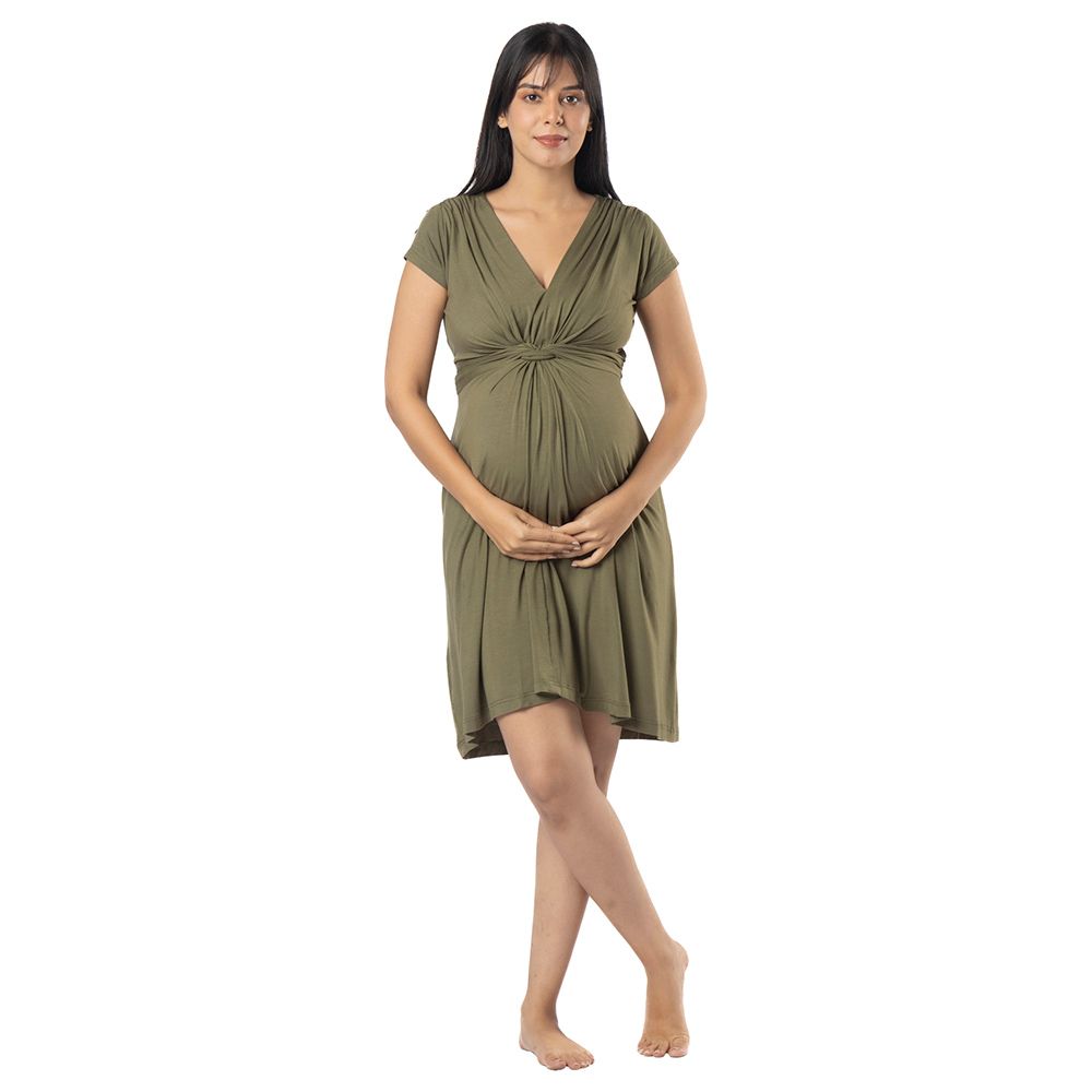 Block Hop - Maternity Everyday Dress - Olive