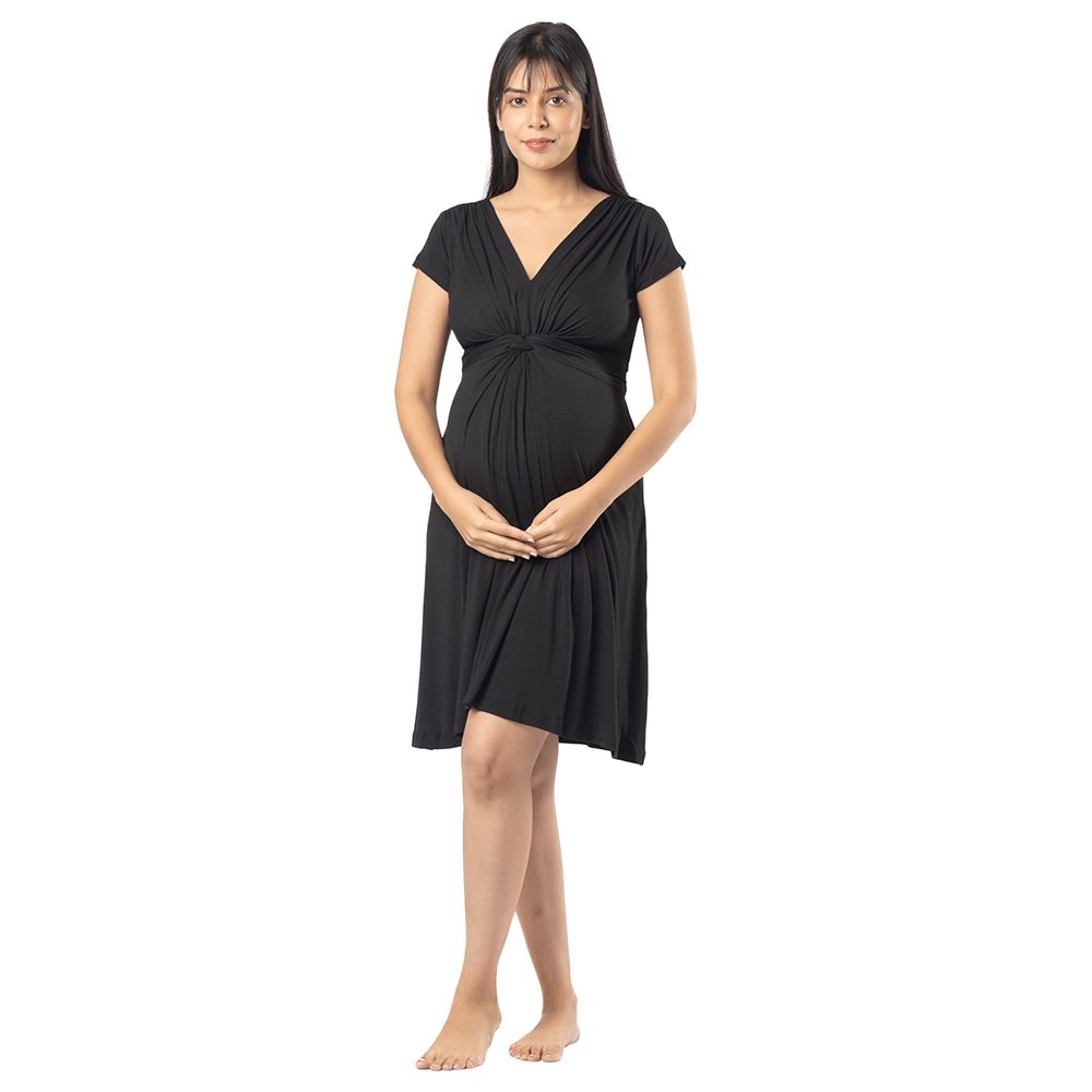 Block Hop - Maternity Everyday Dress - Black