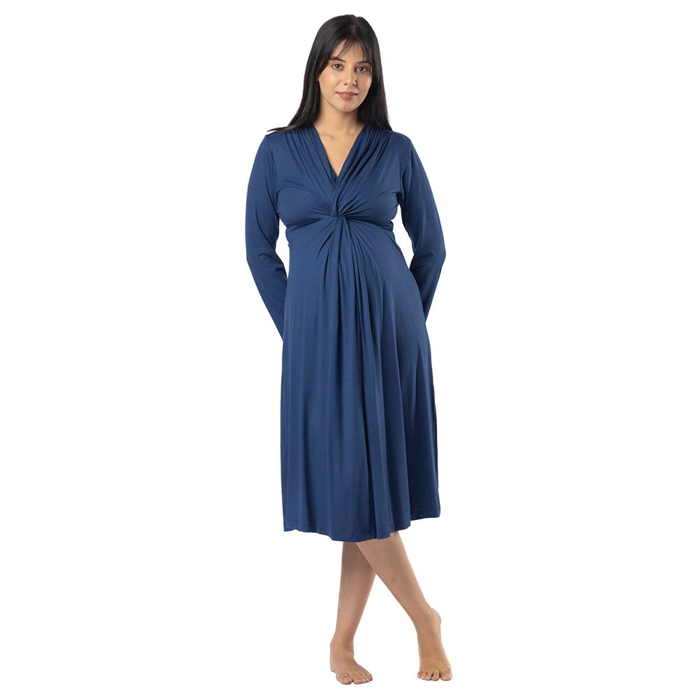 Block Hop - Knotted Dress - Blue